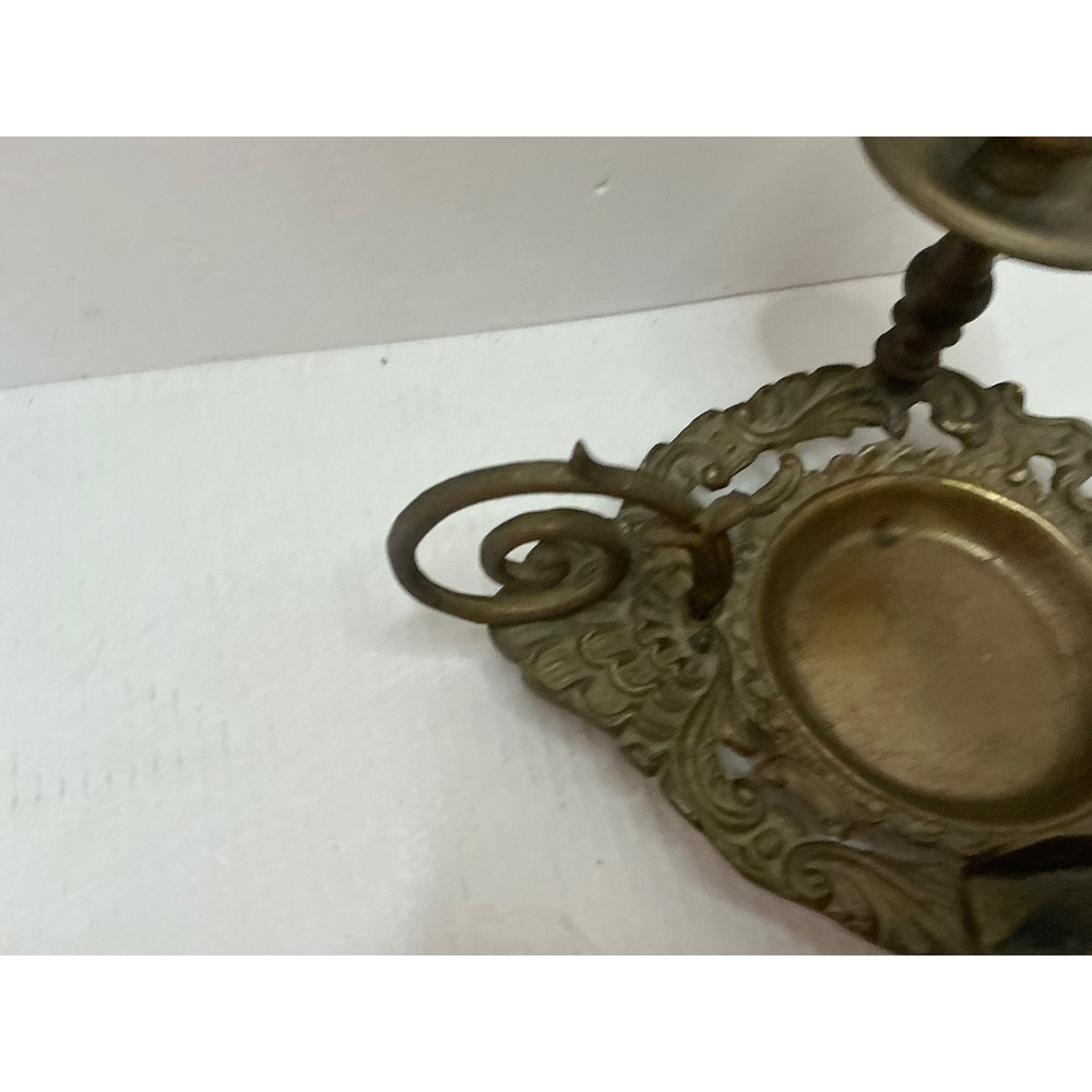 Vintage Brass Chamberstick Candle Holder Ornate Scroll Filigree Gold - Picture 13 of 15